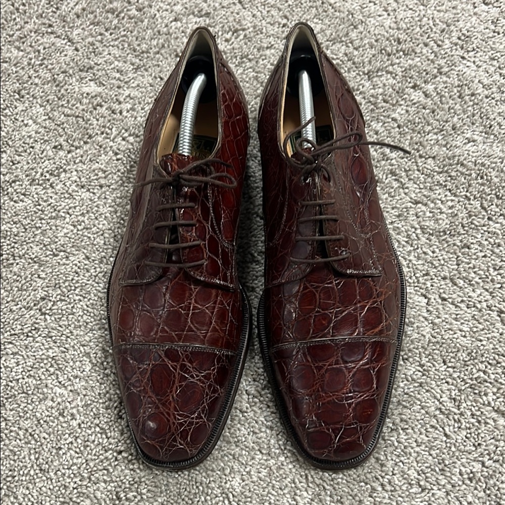 Men's Walles Club Brown Crocodile Leather Dress Shoes